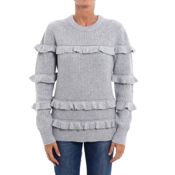 MICHAEL Michael Kors wool cashmere thick ruffle knit sweater M - Picture 1 of 14